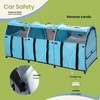 image:imagePortable Three Compartment Show House Cat Cage Condo  Easy to Fold amp Carry Kennel  Comfy Puppy Home amp Dog Travel Crate with Portable Carry Bag2 Hammocks3 Mats and Collapsible Litter BoxsBlue