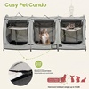 image:imagePortable Three Compartment Show House Cat Cage Condo  Easy to Fold amp Carry Kennel  Comfy Puppy Home amp Dog Travel Crate with Portable Carry Bag2 Hammocks3 Mats and Collapsible Litter BoxsGray