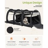 image:imagePortable Three Compartment Show House Cat Cage Condo  Easy to Fold amp Carry Kennel  Comfy Puppy Home amp Dog Travel Crate with Portable Carry Bag2 Hammocks3 Mats and Collapsible Litter BoxsBlack