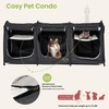 image:imagePortable Three Compartment Show House Cat Cage Condo  Easy to Fold amp Carry Kennel  Comfy Puppy Home amp Dog Travel Crate with Portable Carry Bag2 Hammocks3 Mats and Collapsible Litter BoxsBlack
