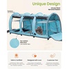 image:imagePortable Three Compartment Show House Cat Cage Condo  Easy to Fold amp Carry Kennel  Comfy Puppy Home amp Dog Travel Crate with Portable Carry Bag2 Hammocks3 Mats and Collapsible Litter BoxsBlue