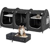 image:imagePortable Three Compartment Show House Cat Cage Condo  Easy to Fold amp Carry Kennel  Comfy Puppy Home amp Dog Travel Crate with Portable Carry Bag2 Hammocks3 Mats and Collapsible Litter BoxsBlack