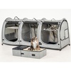 image:imagePortable Three Compartment Show House Cat Cage Condo  Easy to Fold amp Carry Kennel  Comfy Puppy Home amp Dog Travel Crate with Portable Carry Bag2 Hammocks3 Mats and Collapsible Litter BoxsGray