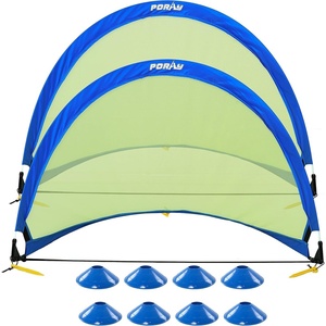 image:imagePoray Soccer Goal for Kid Easyup Set of Two Portable 6FT Soccer Net 210D Oxford with 8 Field Marker Cones Extra Stakes Fun for Backyard and Soccer Training 6FT Long Blue Goal Set